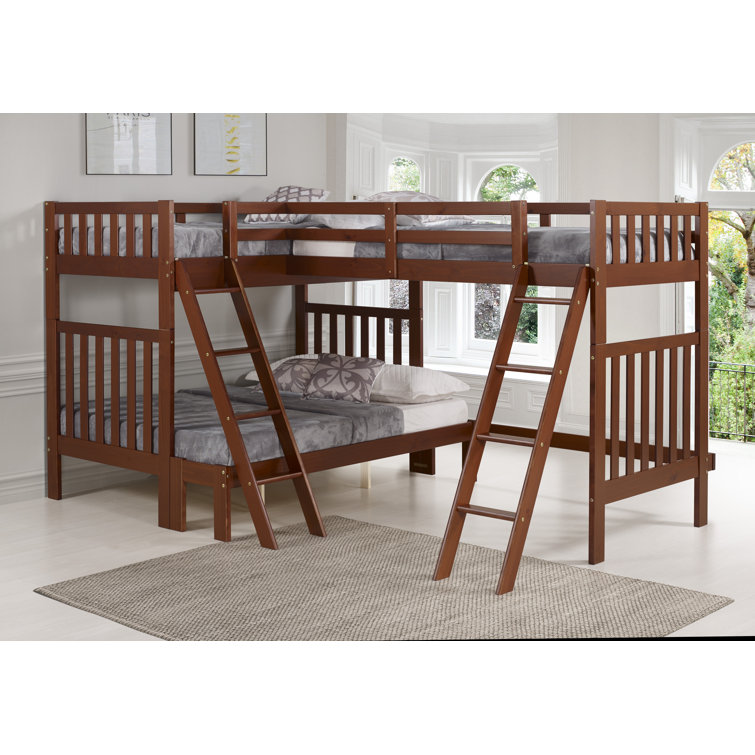 Harriet Bee Reasor Twin Over Full Solid Wood LShaped Bunk Beds by